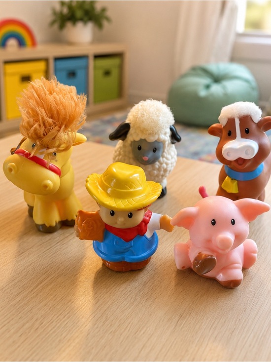 Fisher-Price Other - Fisher Price Little People Touch Feel Farm Animals Farmer Horse Sheep Cow Pig